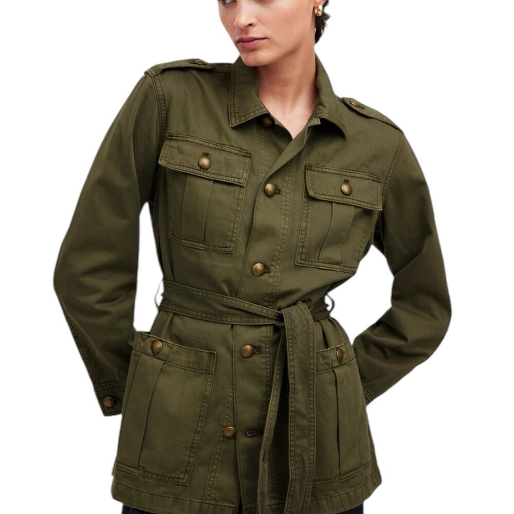 NWD Madewell Faded Ivy Green Chino Safari Jacket Button Closure Women’s XXS